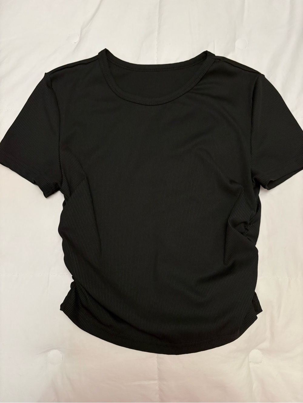 Classic Women's Black Ribbed Short-Sleeve Top